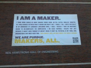 Purdue maker poster outside Armstrong Hall of Engineering