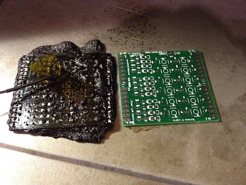 Melted Soldermask from a PCB