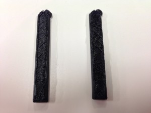 MakerBot tripod print with rough first layers before leveling