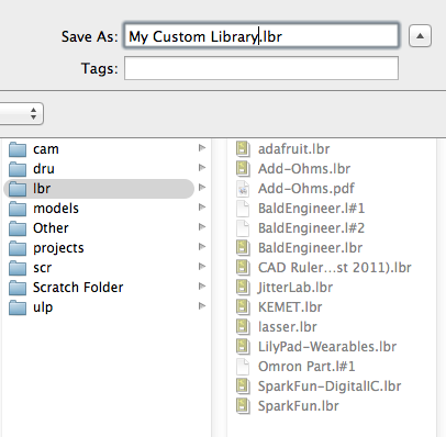 EAGLE\_Save Library Dialog