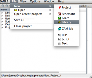 EAGLE File New Library 