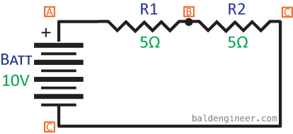 two resistor series with labels