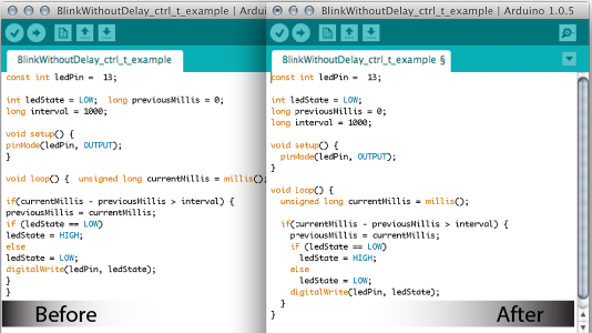 Arduino Autoformat Example with CTRL-T