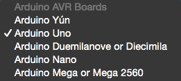 Arduino 1.6.x Board List