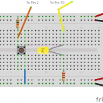 push button, led, millis, bread board