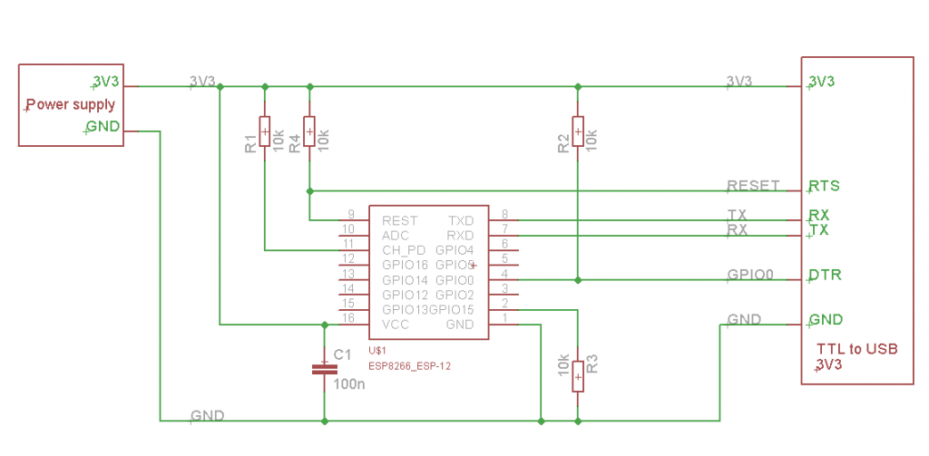 ESP8266 to Serial Schematic