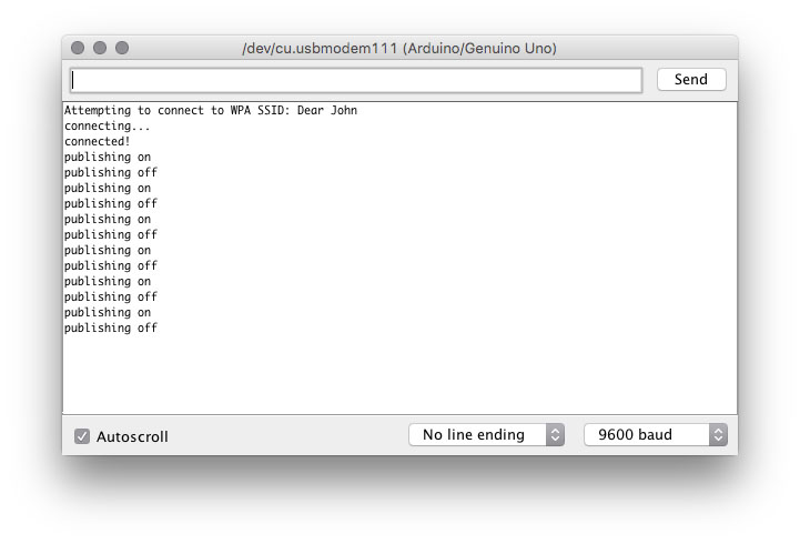 Arduino IoT WiFi 101 Example Publishing