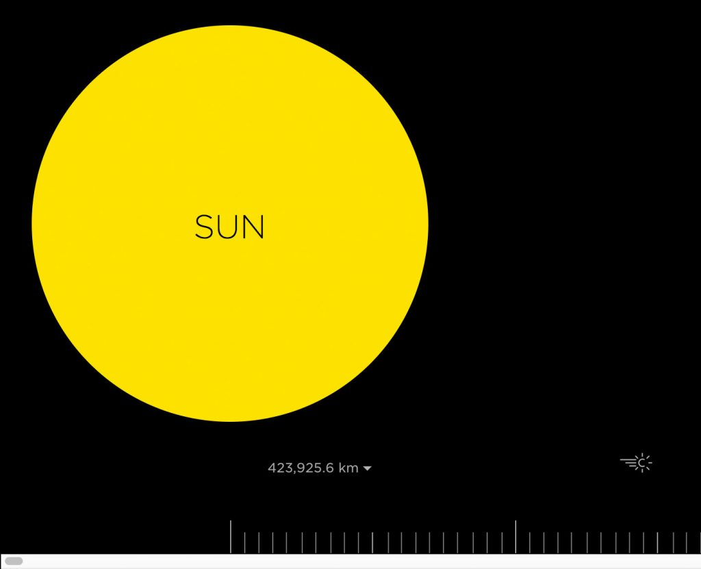 scrolling scale model of solar system