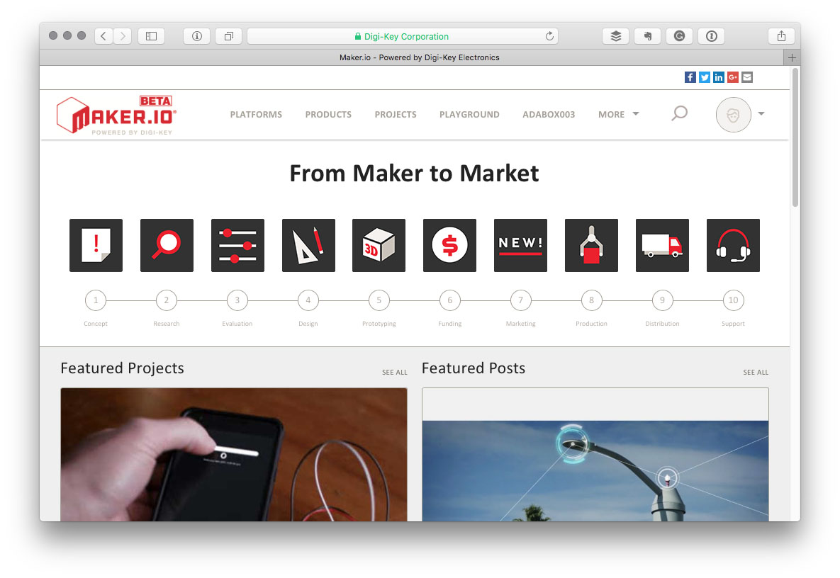 share projects on digikeys makerio