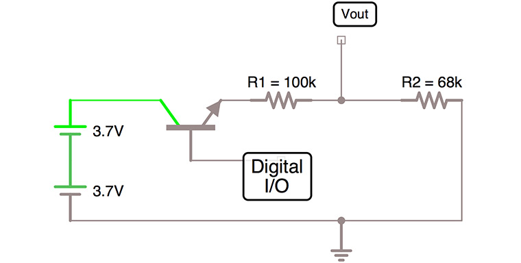 NPN with Voltage Divider Measure Battery