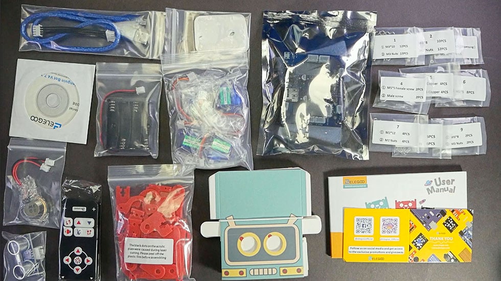 Hardware included in the Penguin Bot Kit